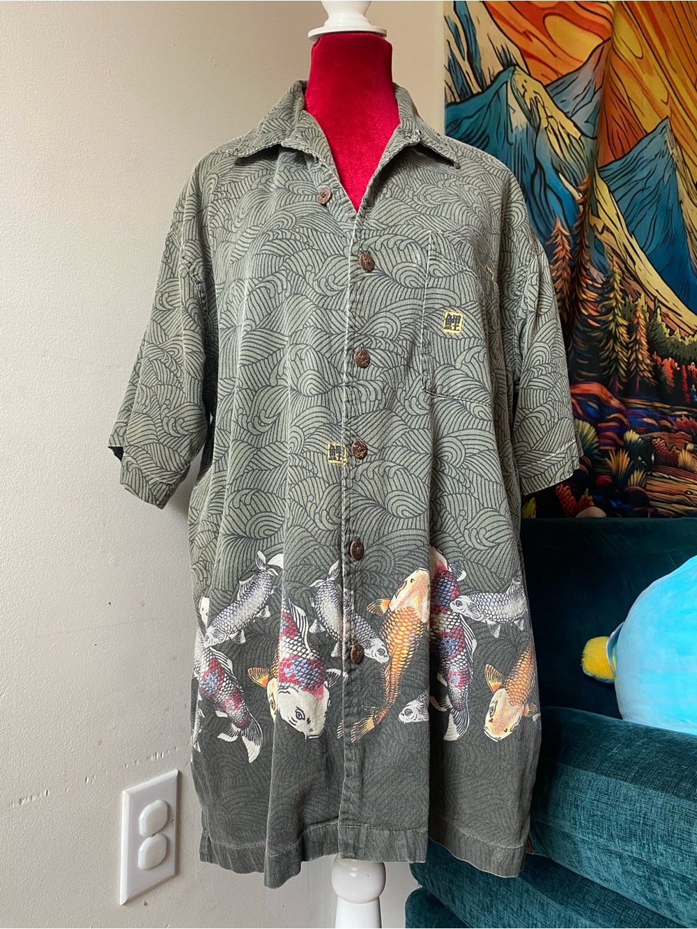2000’s No Boundaries Koi Fish Button-Front Shirt